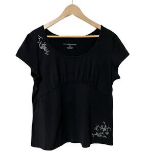 Hillard & Hansen Babydoll Embrooidered Top Size XL Black Witchy Y2K Fairy Grunge